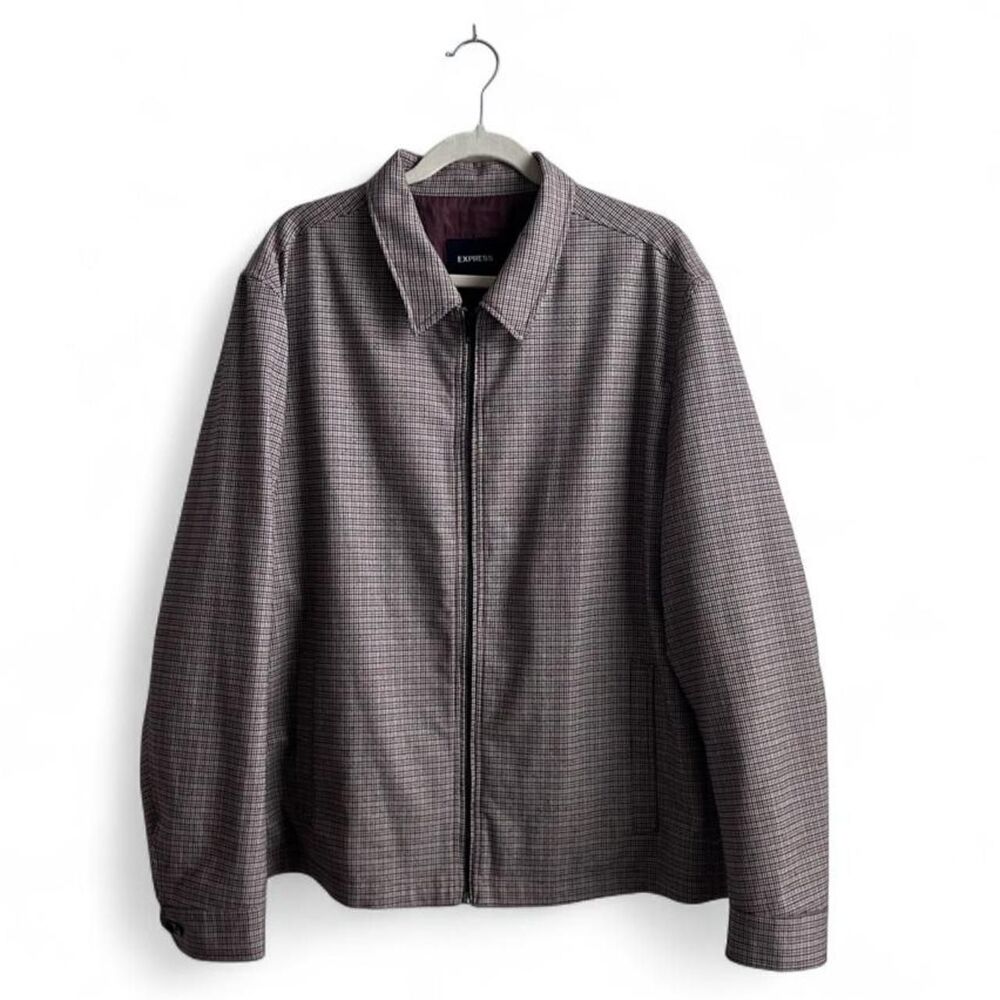 Express Houndstooth Plaid Zip Front Jacket Men's Size XL